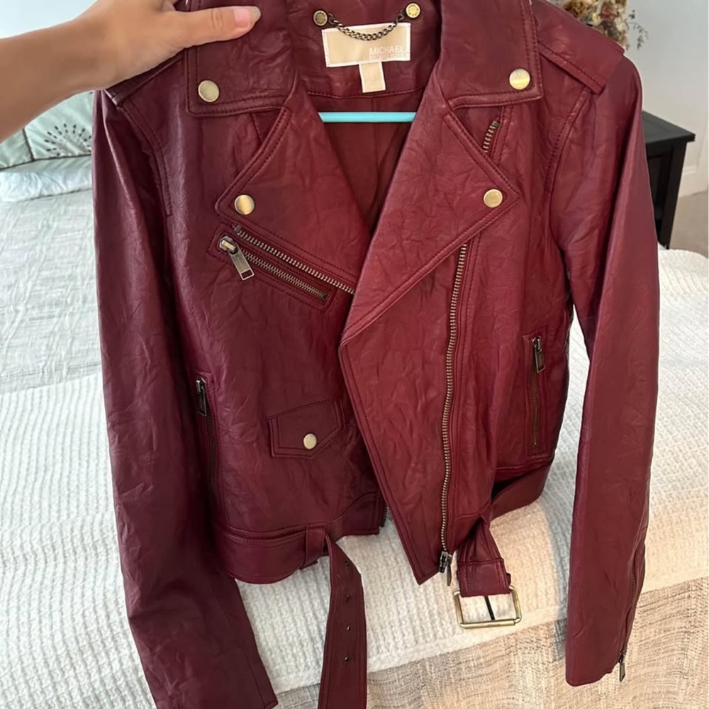 Michael Kors Burgundy Leather Jacket